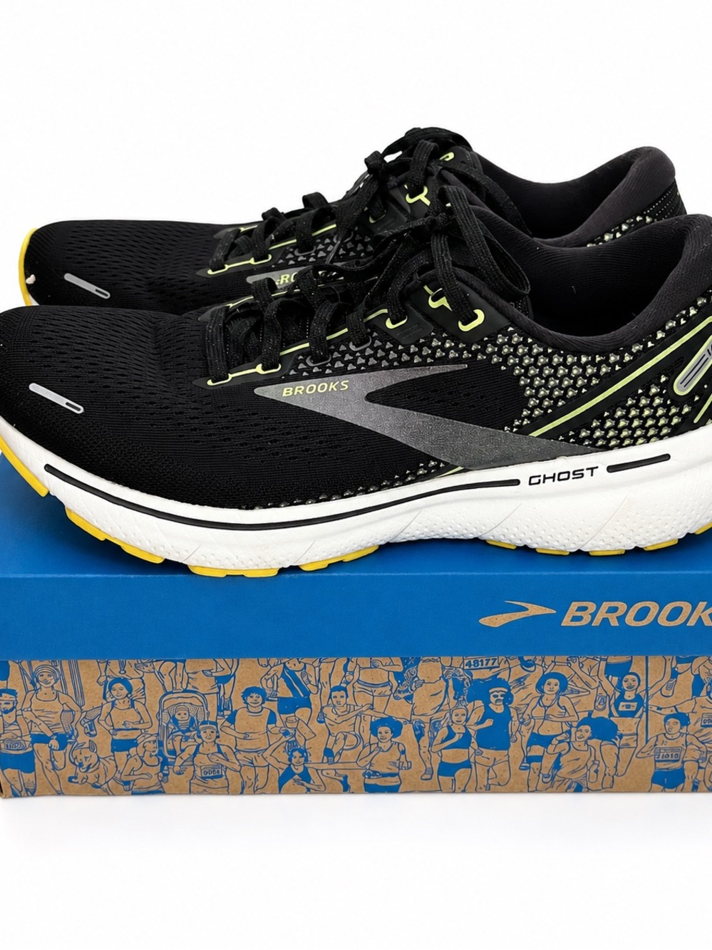 Brooks Ghost 14 Running Shoes – Black/Neon Yellow – Size 10